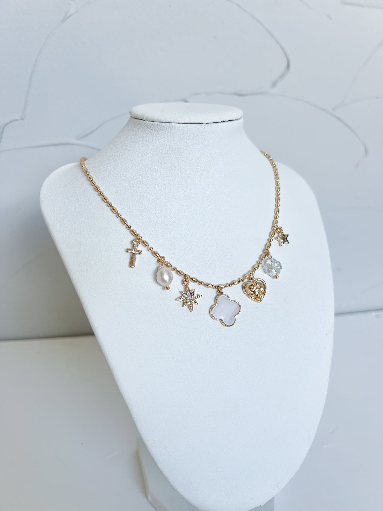 Aurora Mixed Charm Necklace- Gold