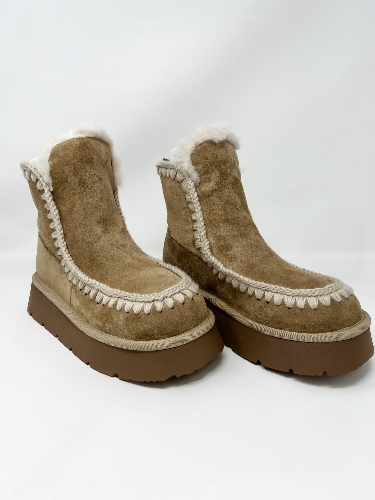 The Joyce Fur Lined Platform Boot- Almond