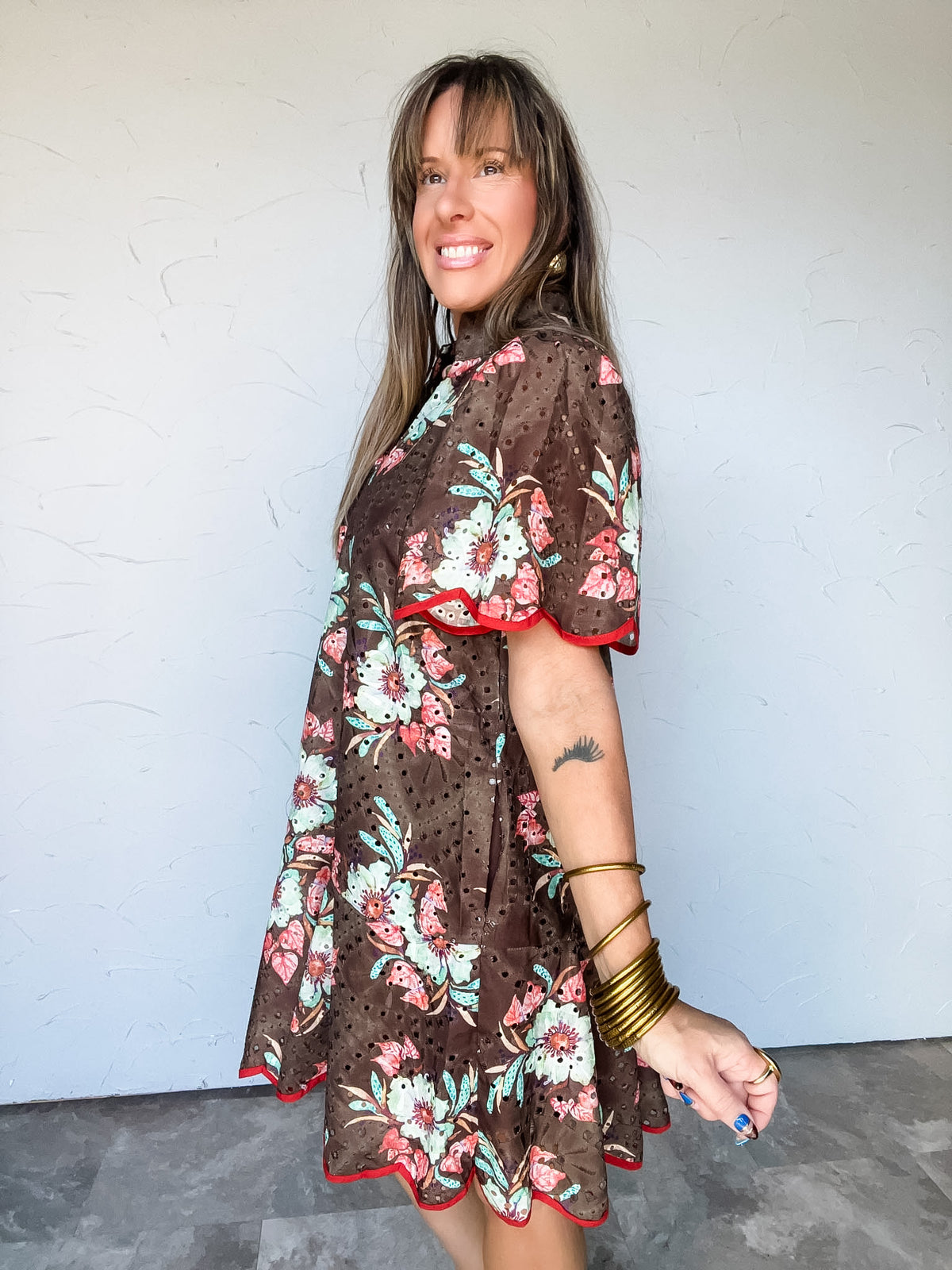 Keep Going Floral Scallop Trim Dress