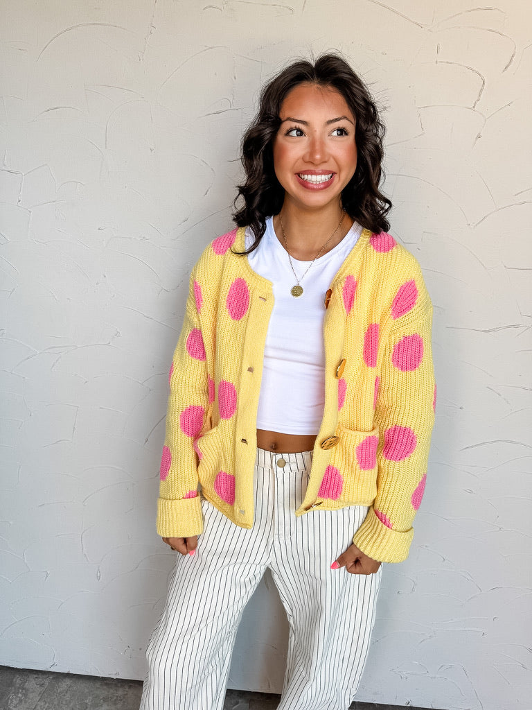 Lemon Cake With Polka Dot Sprinkles Pocket Cardigan