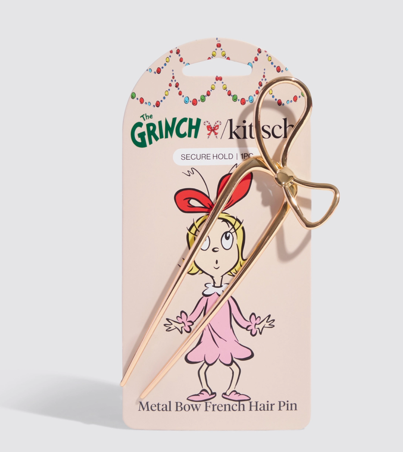 The Grinch X Kitsch Gold Bow French Hair Pin