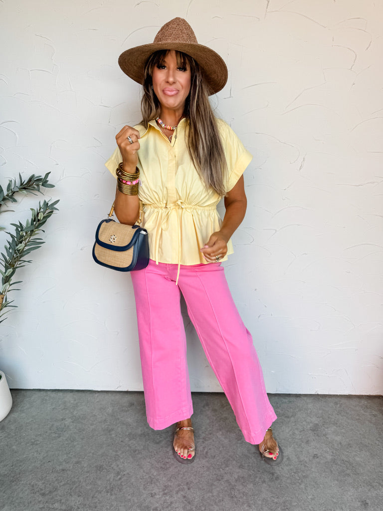 Break Free Cap Sleeve Lemon Top