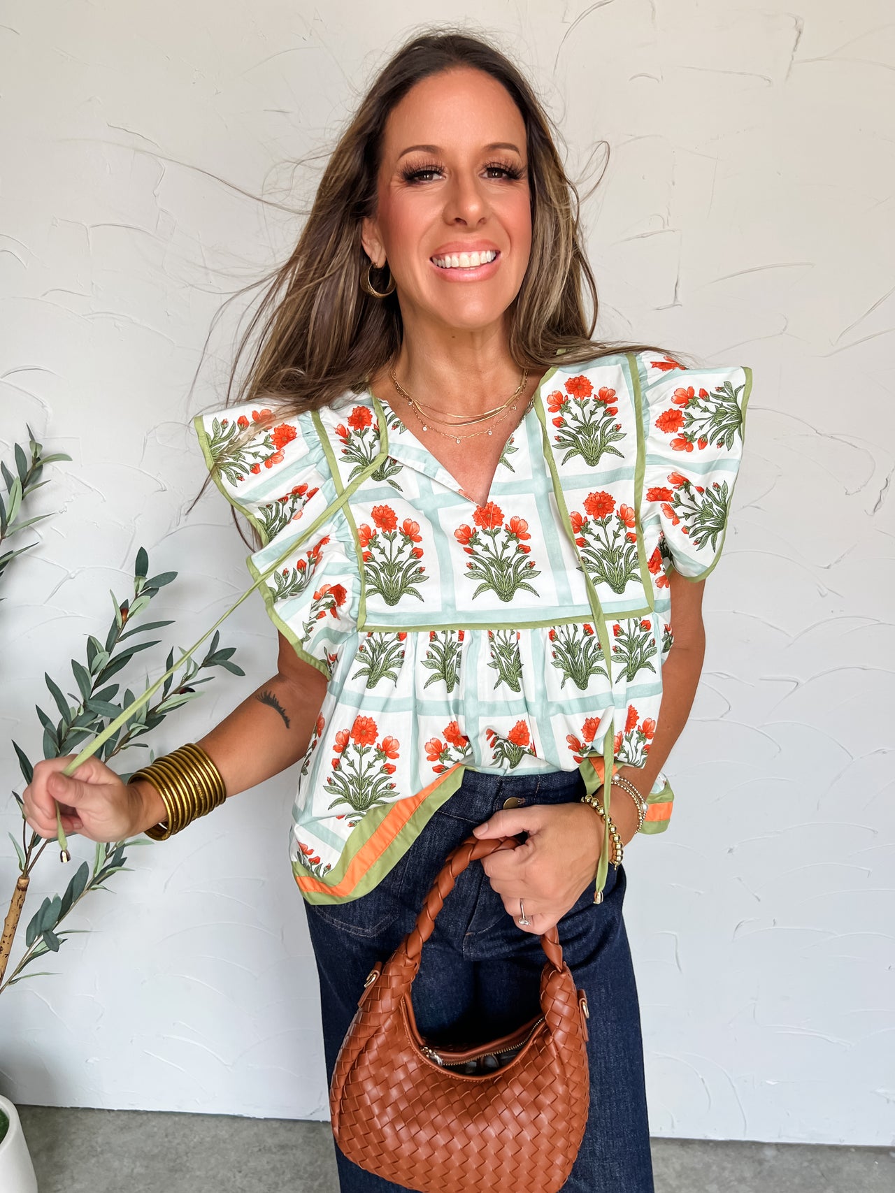 All Together Now Cap Sleeve Printed Top