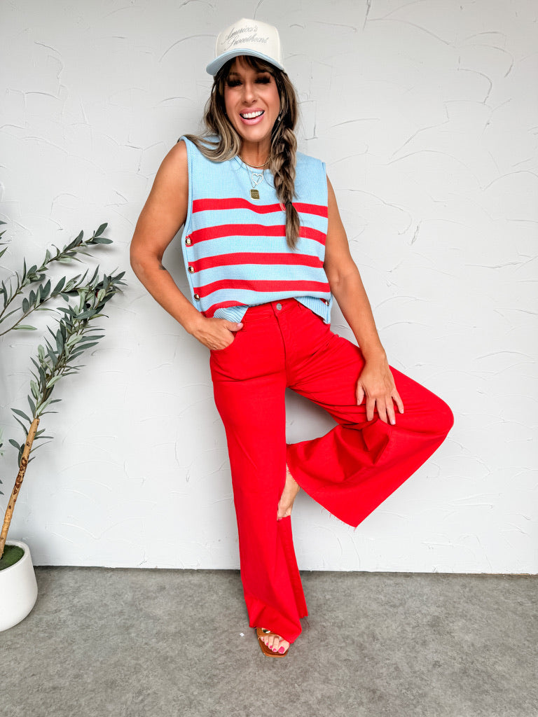 Stay With Me Striped Top- Blue