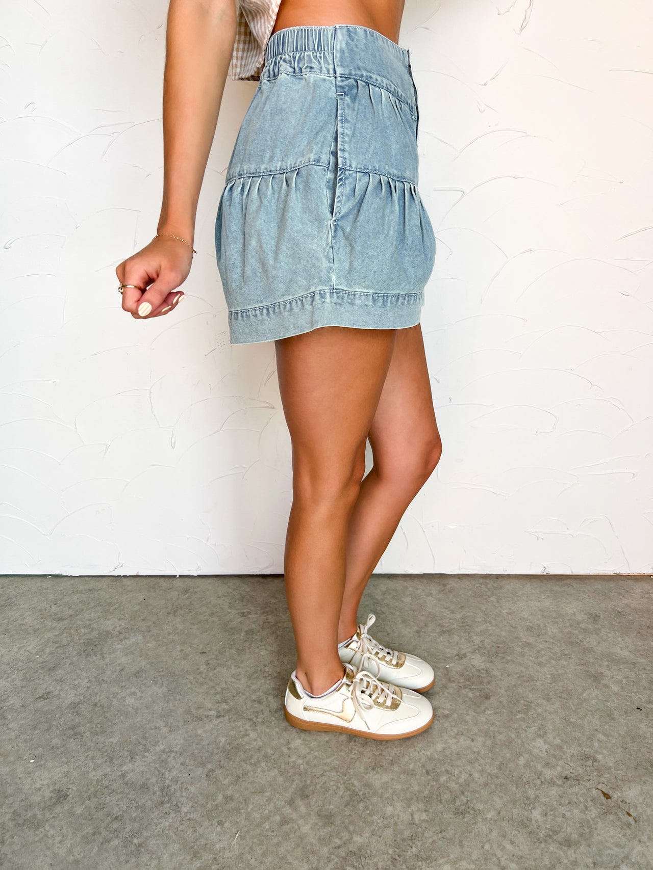 On My Own Pleated Button Down Shorts