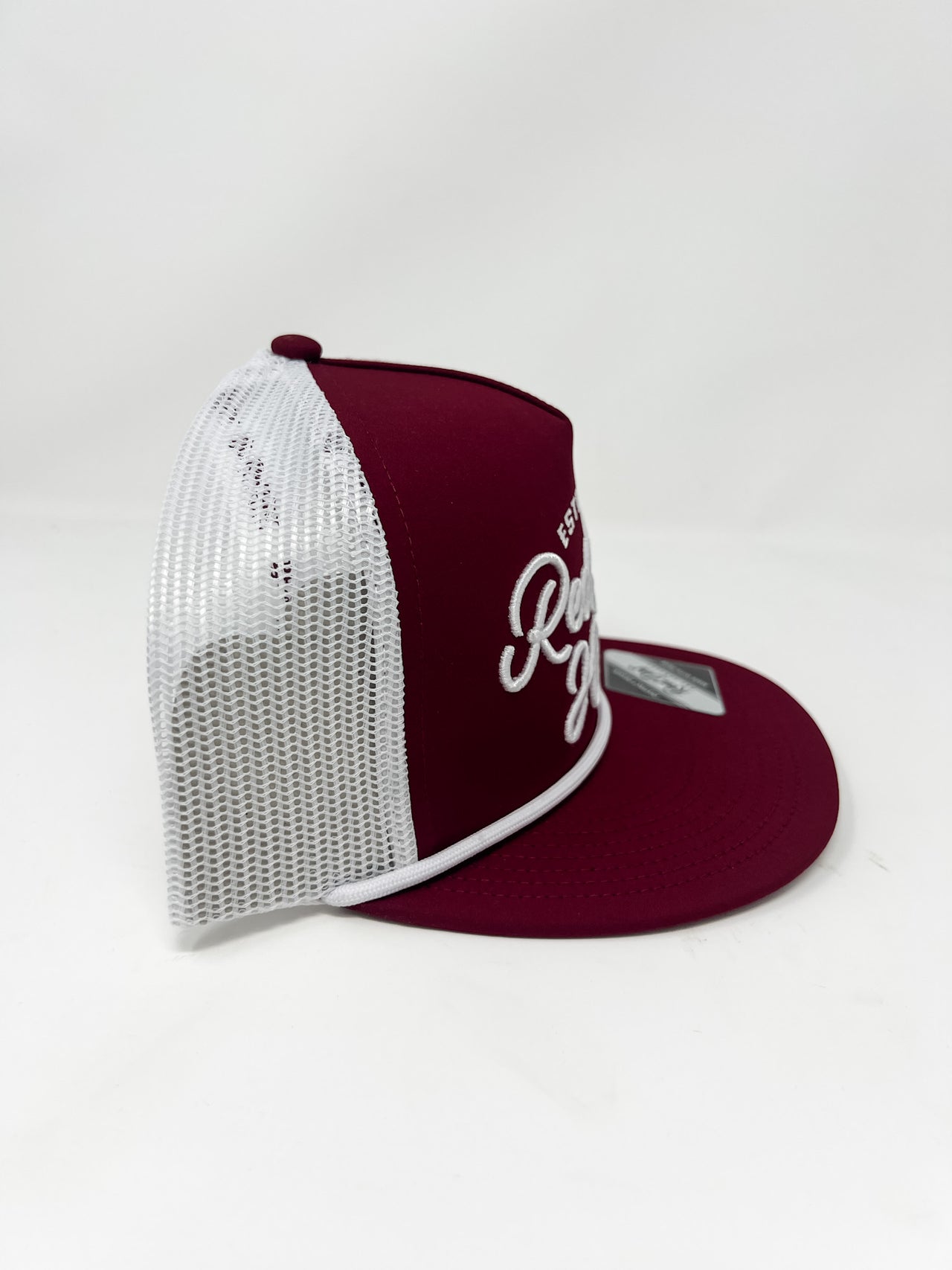 Lariat Hat- Burgundy/White