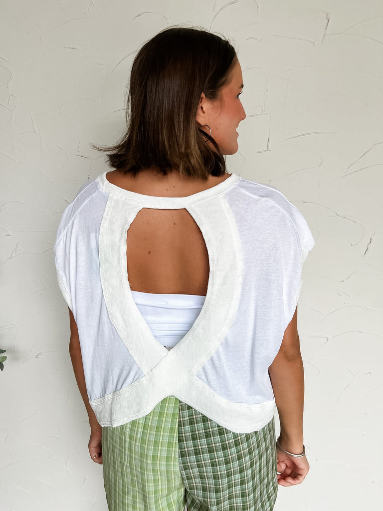 Say The Good Boxy Open Back Top- White