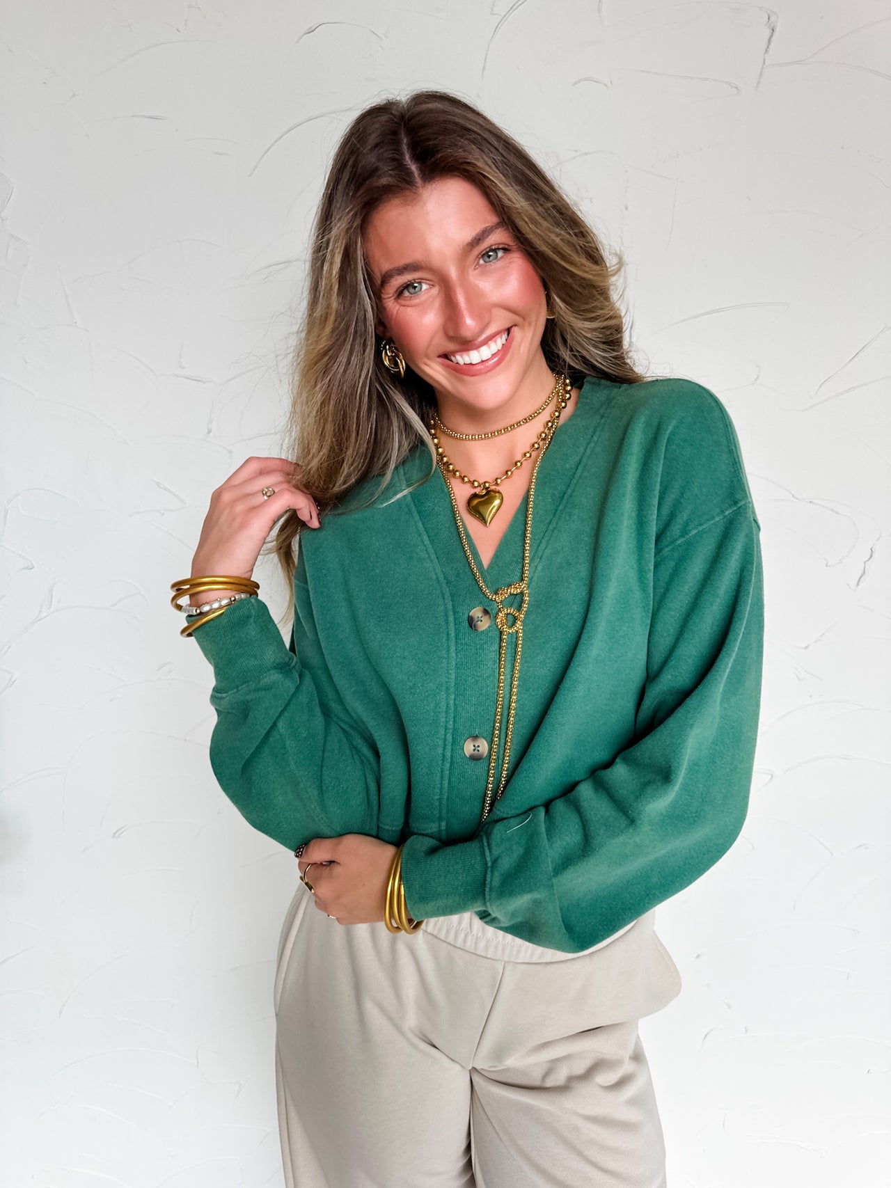 Thread Theory Zip Up Cardigan- Dark Green