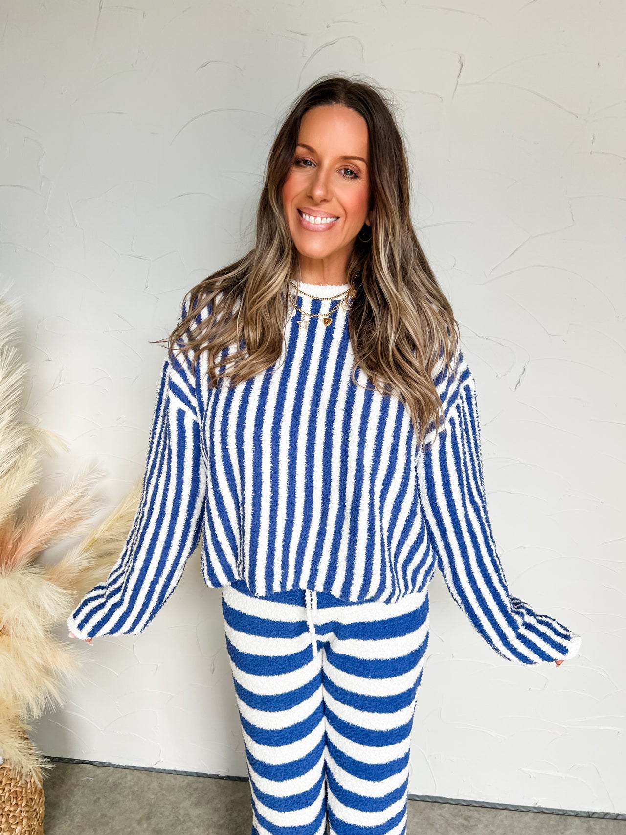 Stripe That Way Fuzzy Knit Set