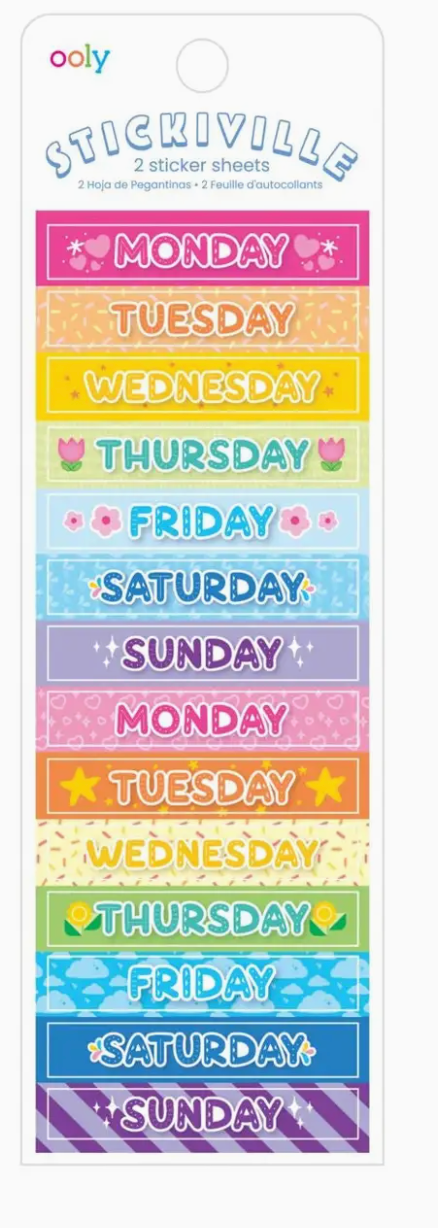 Stickiville Stickers: Days of the Week - Skinny (2 Sheets)