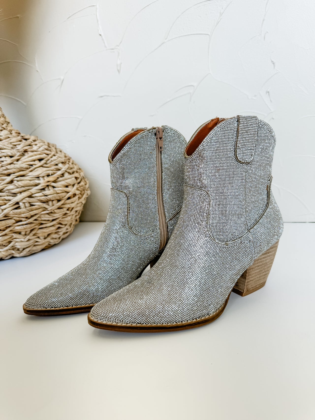 Arisa Rhinestone Ankle Boot- Silver