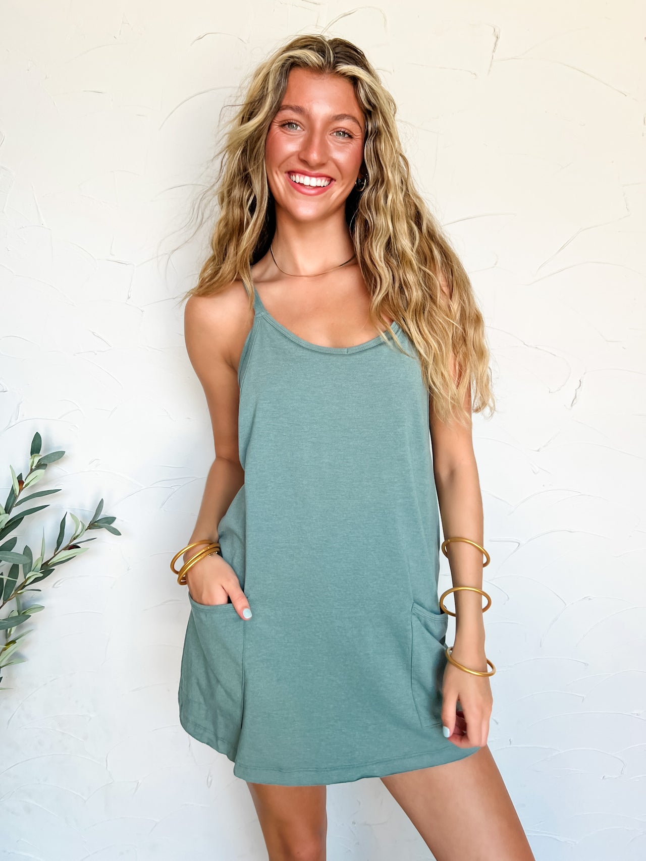 It's The Little Things Romper Lined Dress- Ash Jade