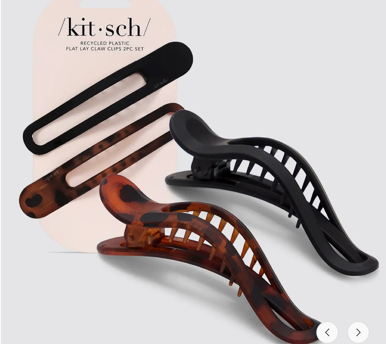 Flat Lay Claw Clip 2pc Curved - Black & Tort