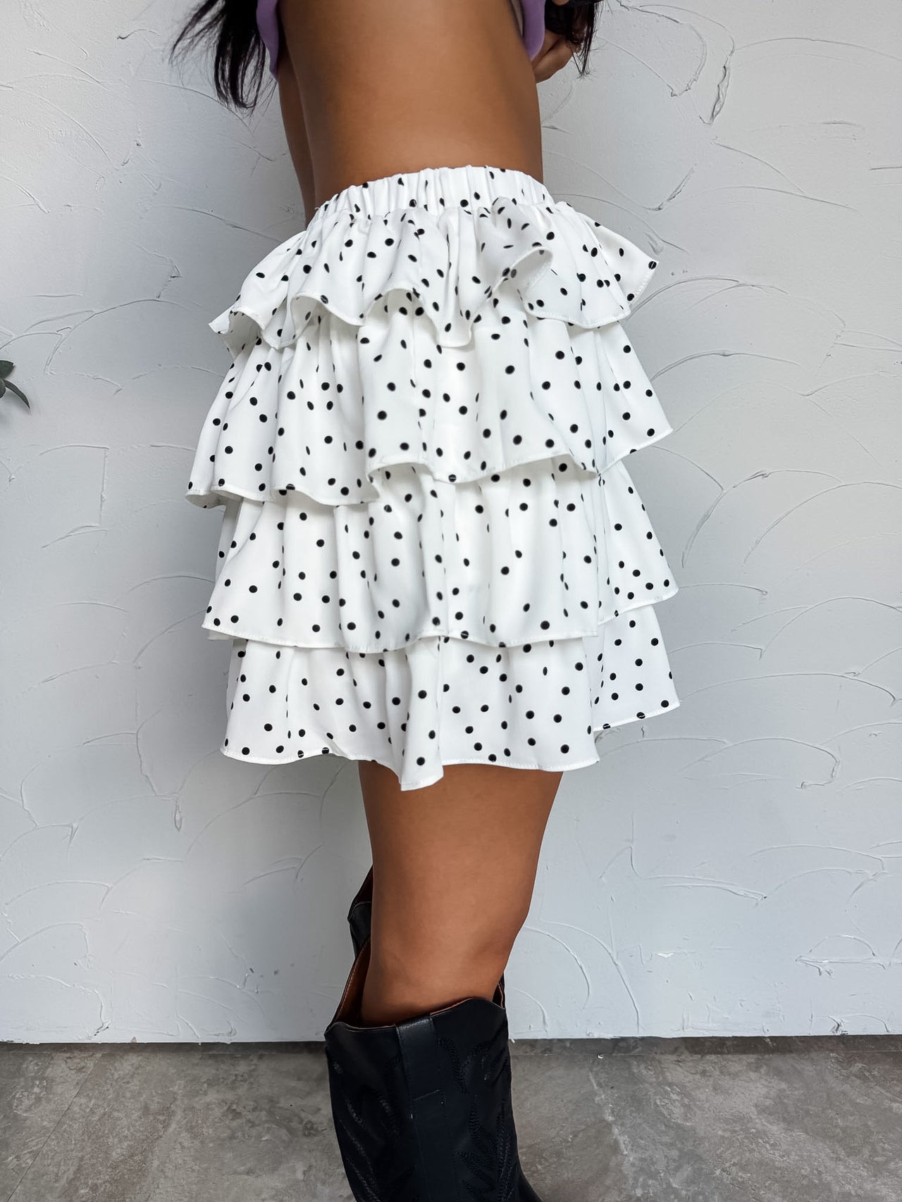 Twirl Around Polka Dot Tiered Skirt