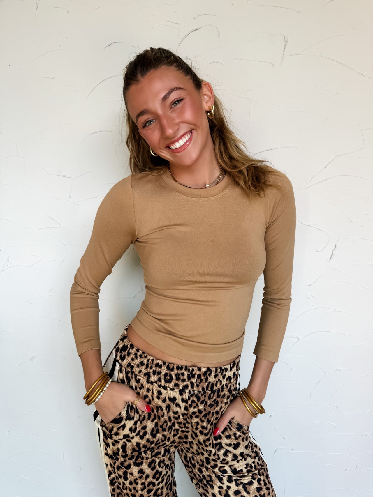 Series Of Dreams Cropped Long Sleeve- Caramel