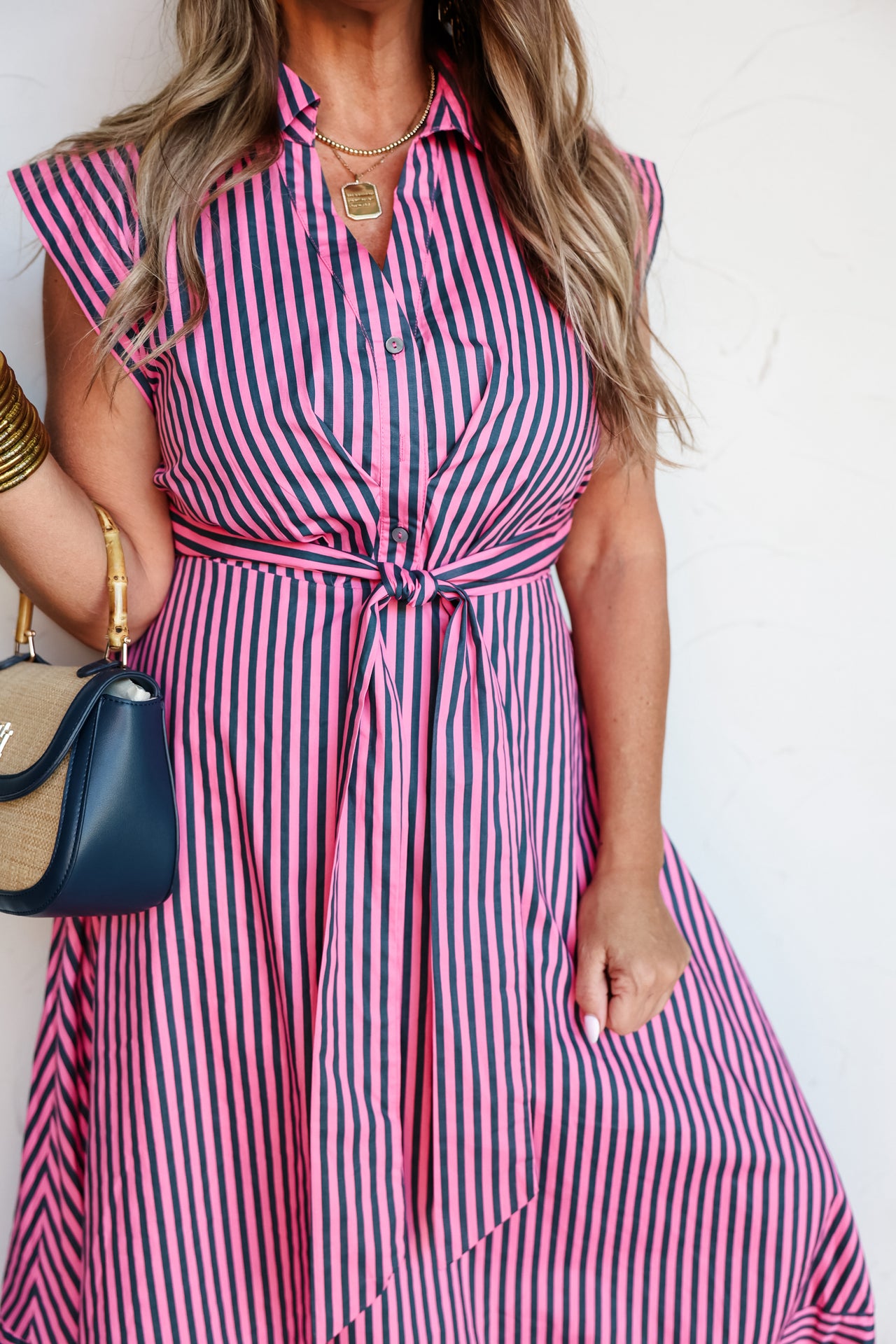 Always With Love Waist Tie Midi Dress - Pink Pine