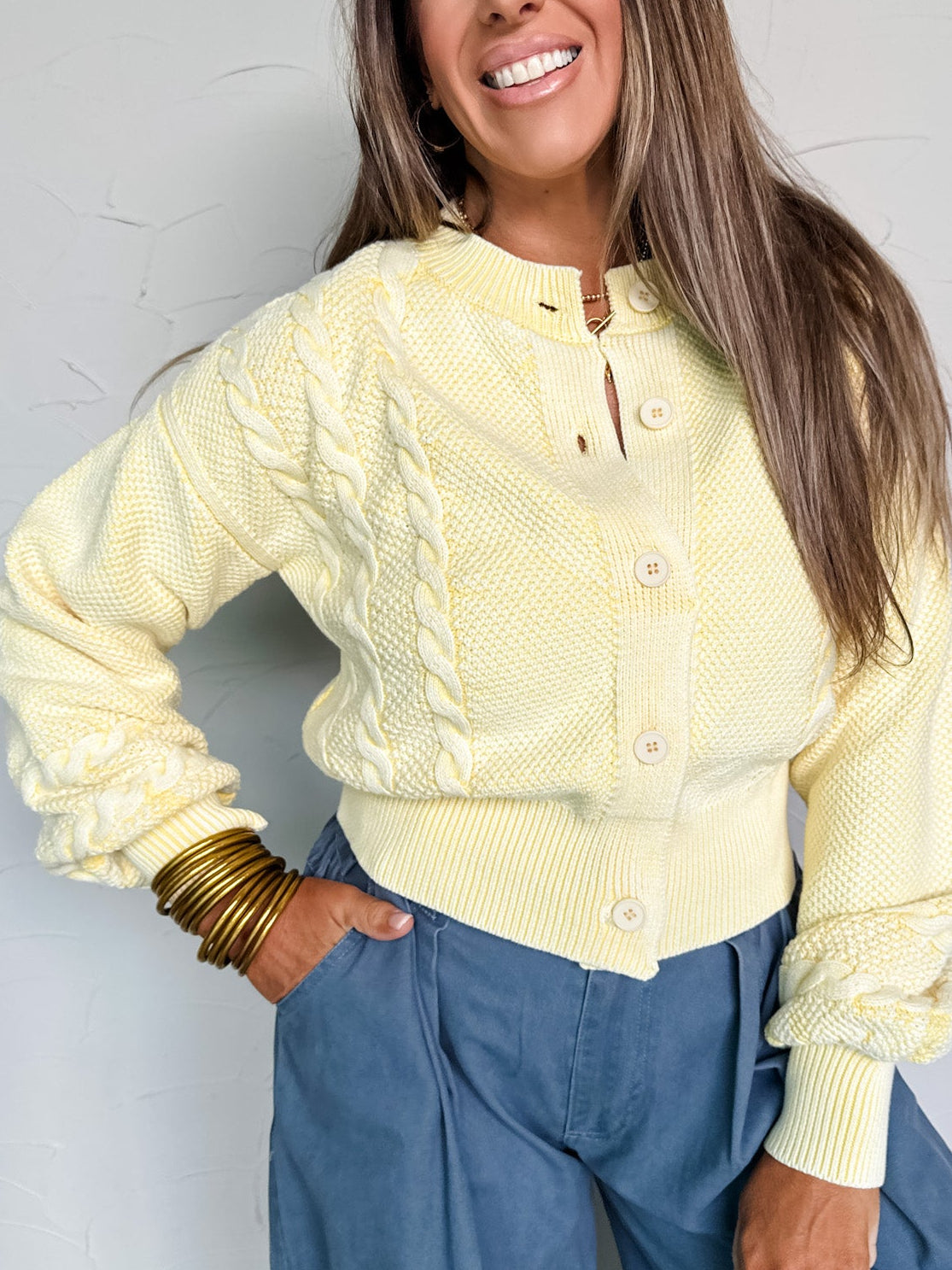 On The Line Blended Brown Cable Knit Cardigan