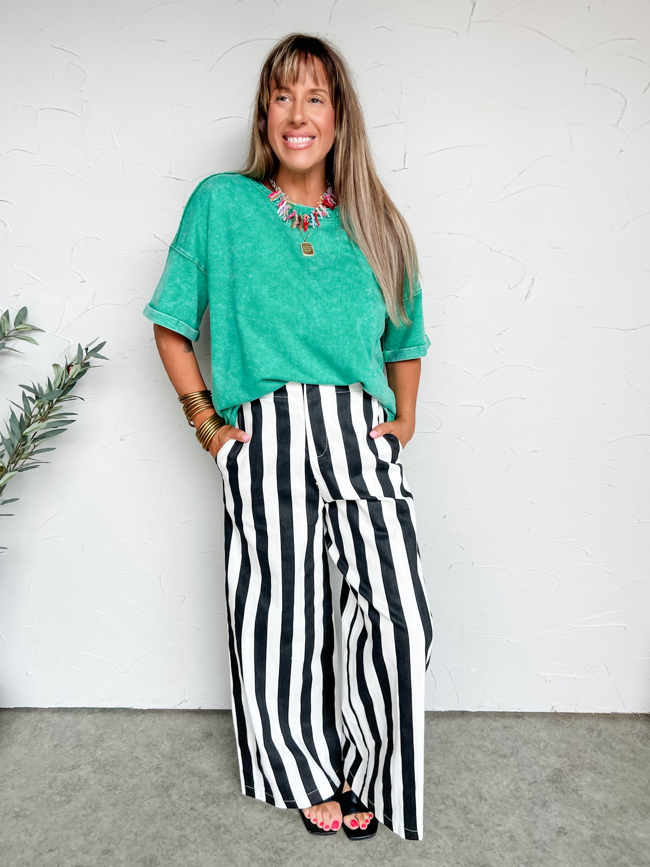 All In Day Kelly Green Round Neck Top