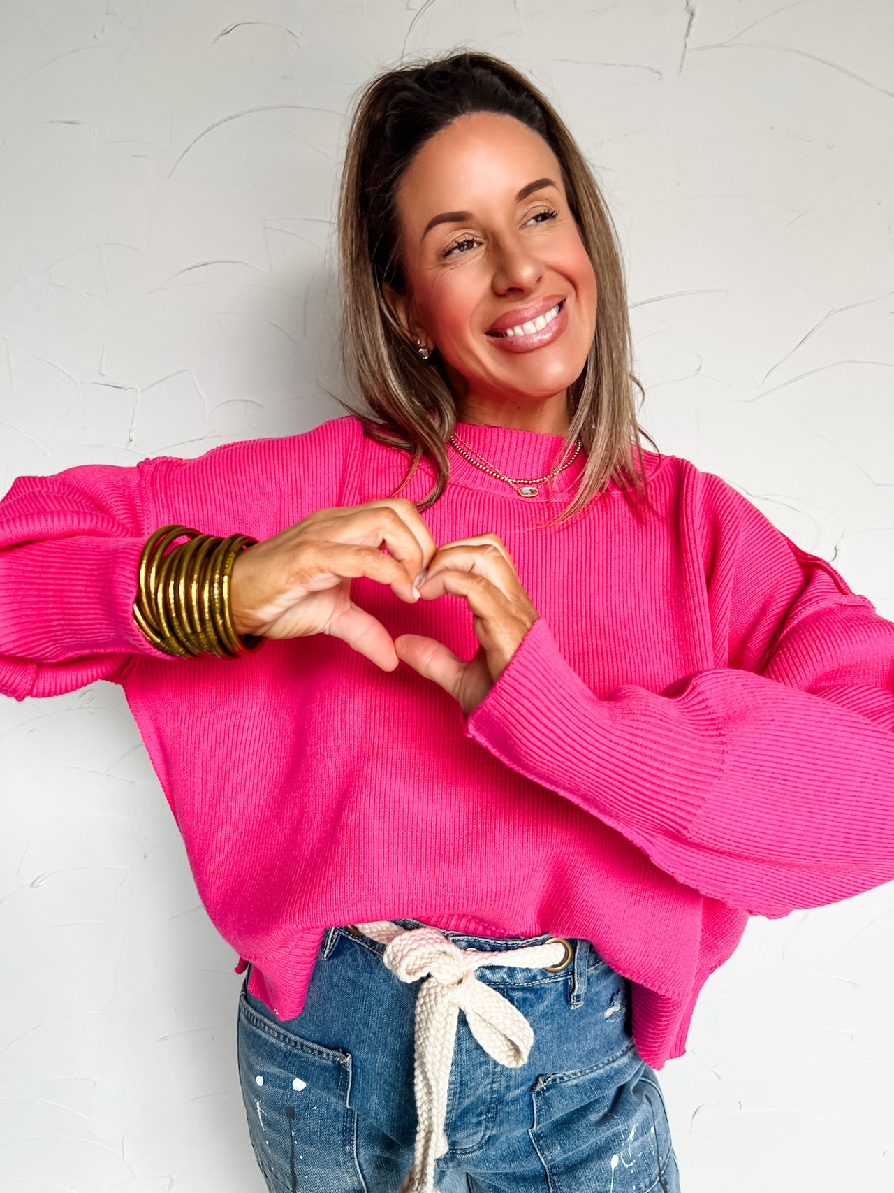 Rein It In Wide Fit Sweater- Fuchsia