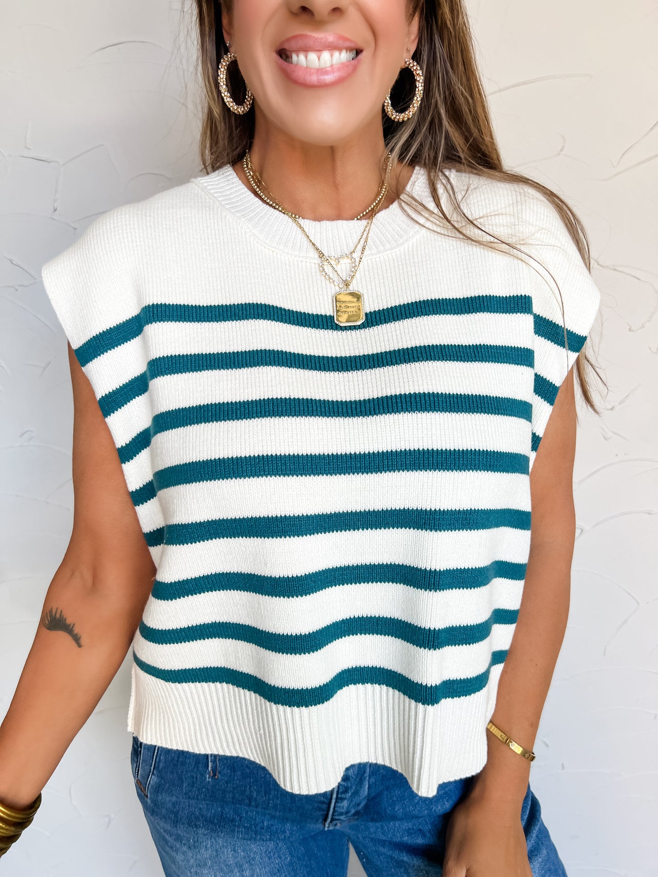 Here For The Moment Crew Neck Sweater- Teal