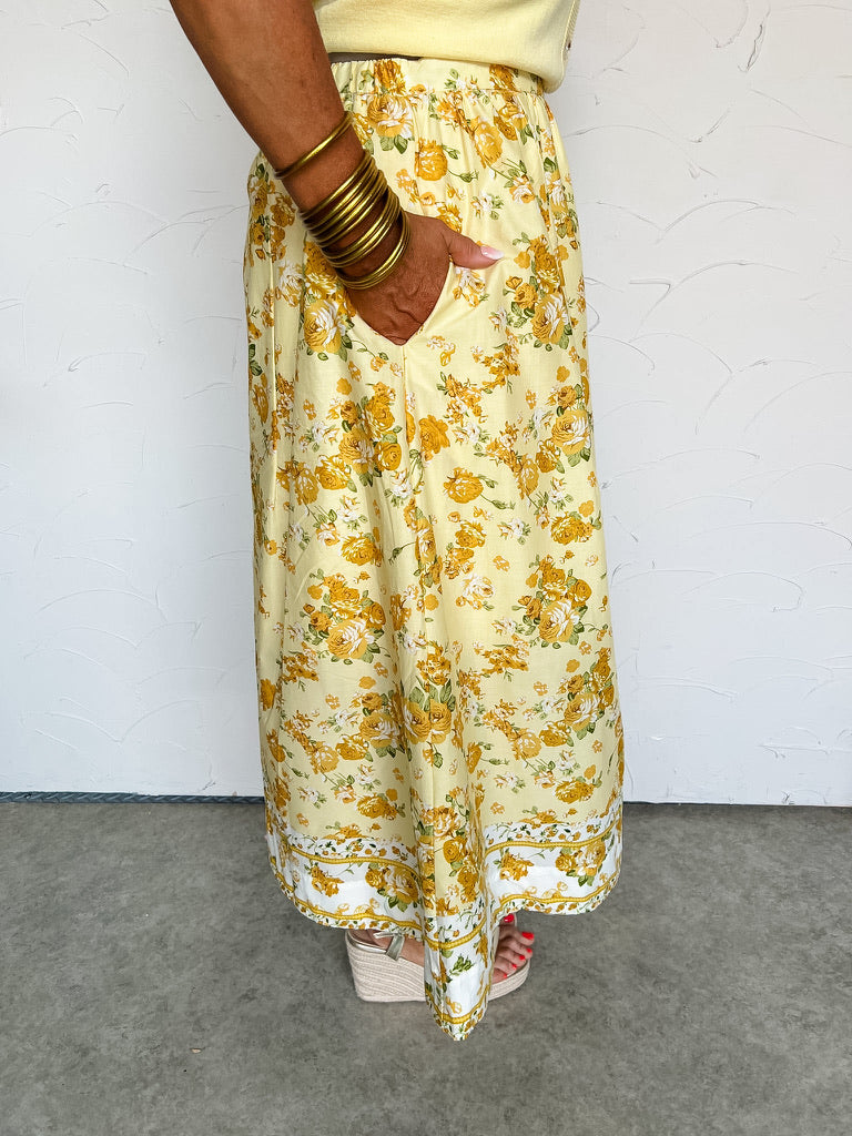 Pretty As The Sum Floral Midi Skirt