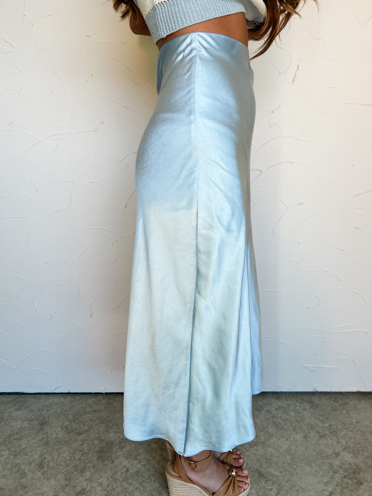 Share Some Love Midi Skirt- Cloud Blue