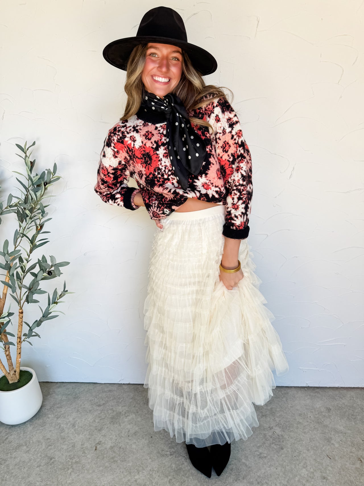 All The Flower Power Jacquard Sweater Top