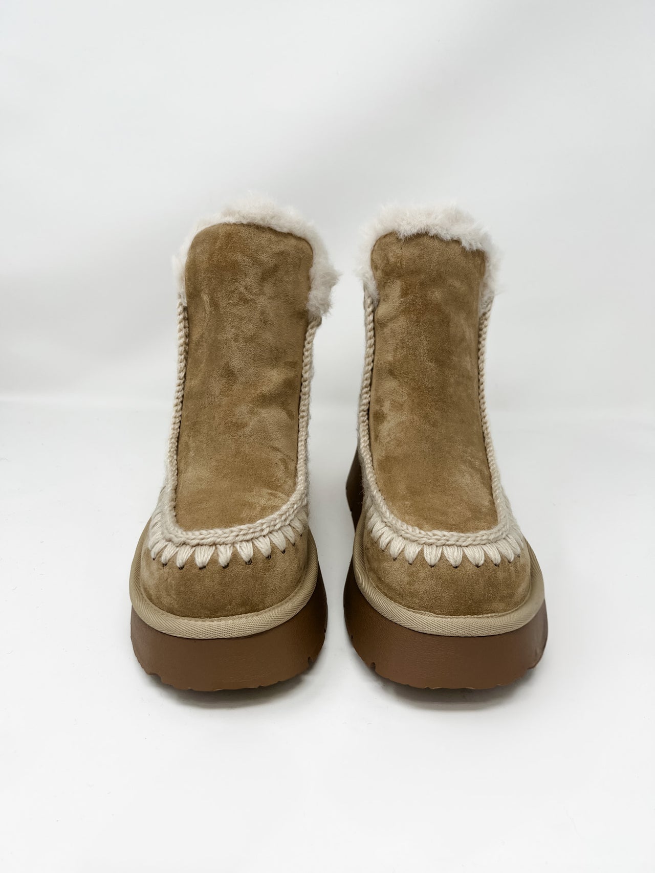 The Joyce Fur Lined Platform Boot- Almond