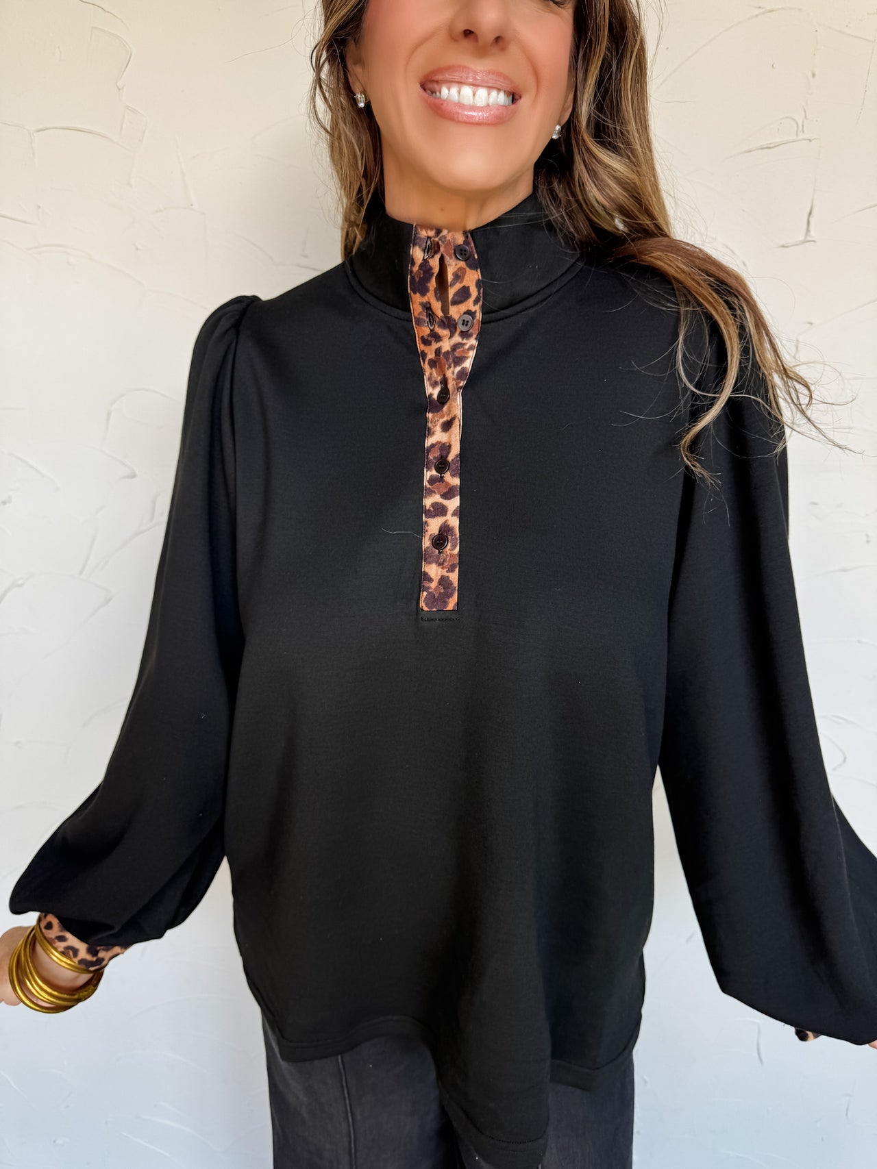 Can't Stop Dreaming Button Up Mock Neck Top