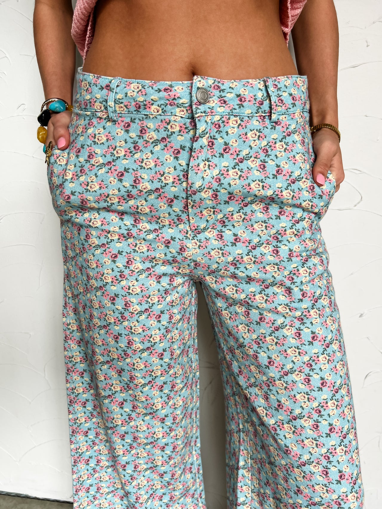 Places To Be Floral Denim Pants