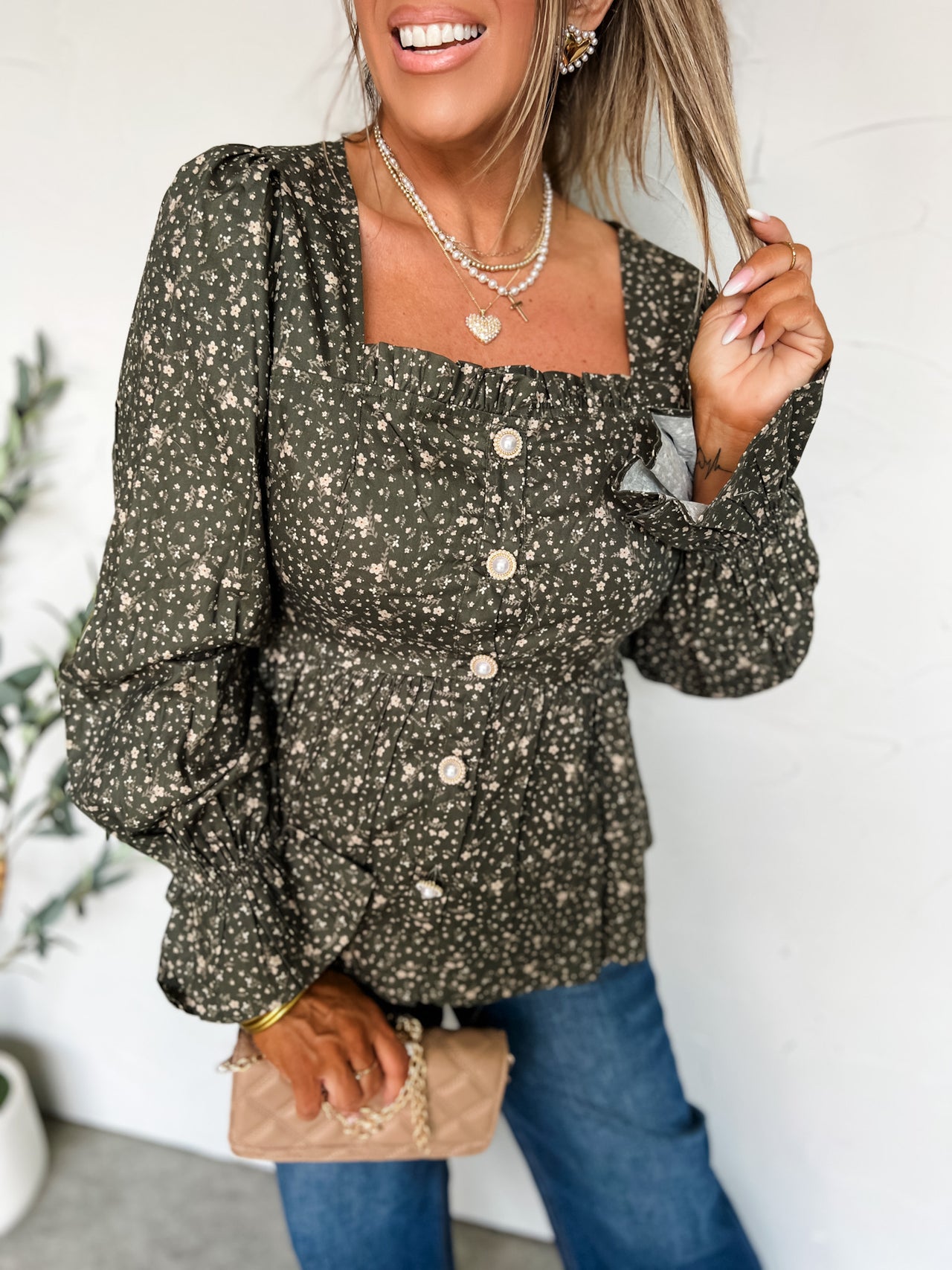 Walk This Way Ditsy Peplum Top