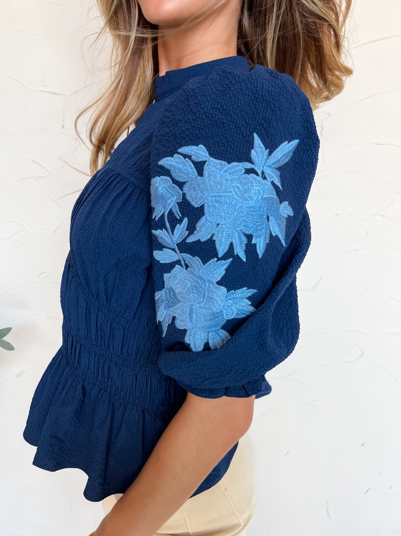 Steal The Moment Embroidered Puff Sleeve Top