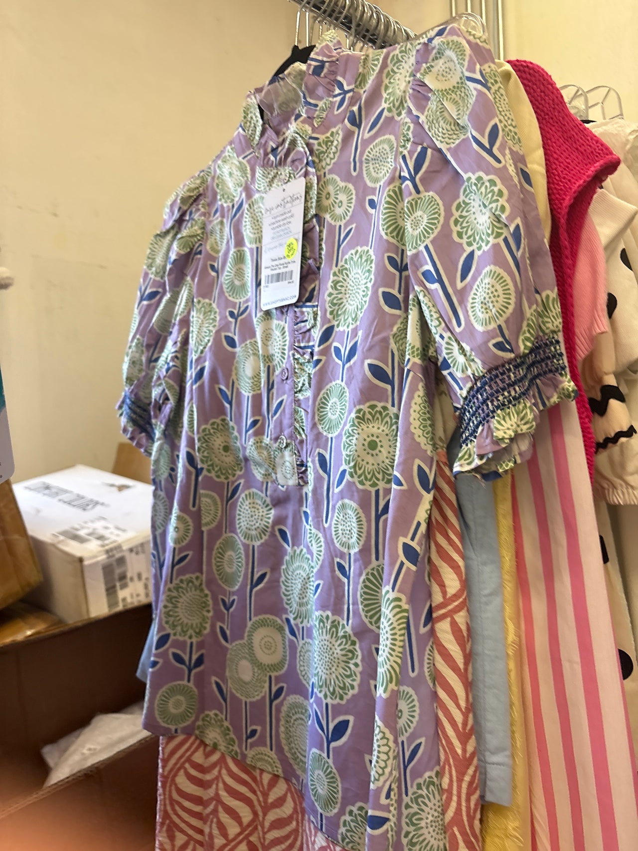 Always The One Floral Ruffle Trim Placket Top