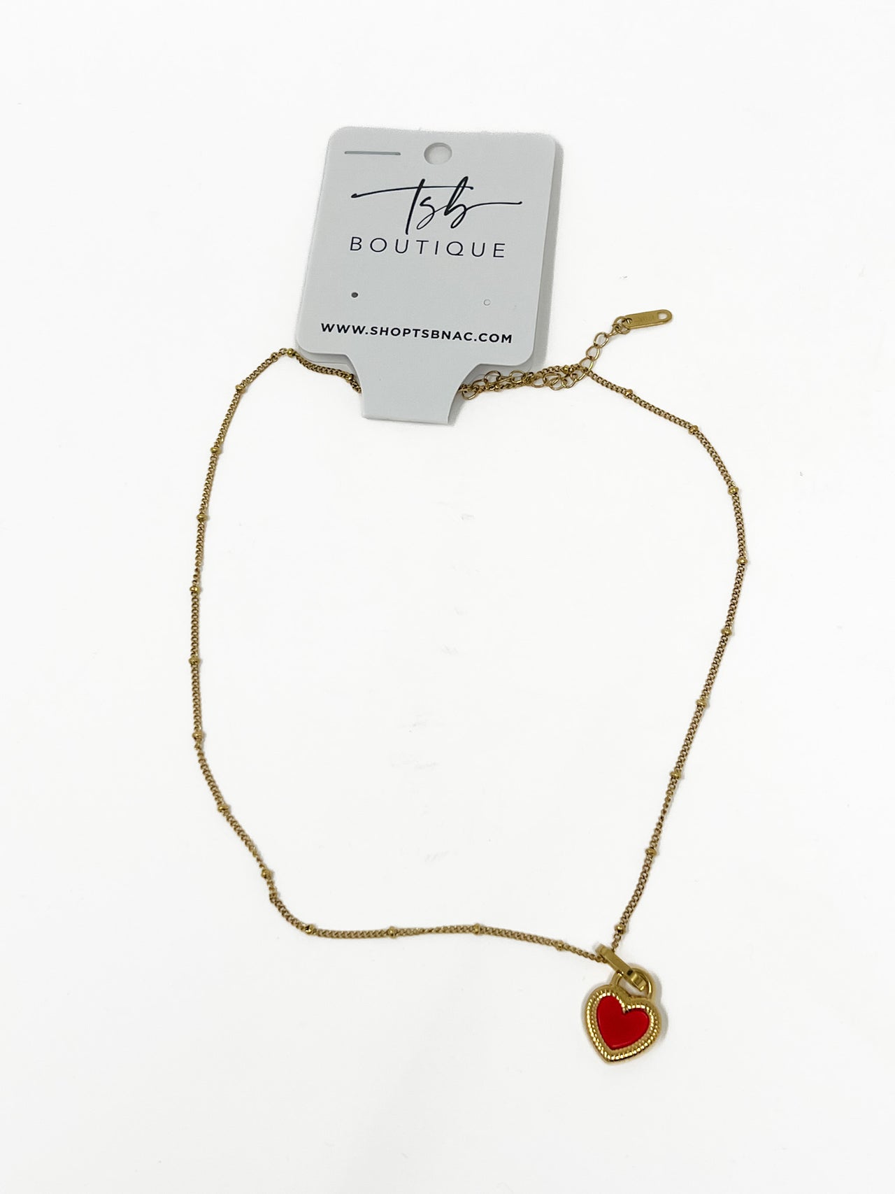 Emely Heart Lock Red & White Necklace