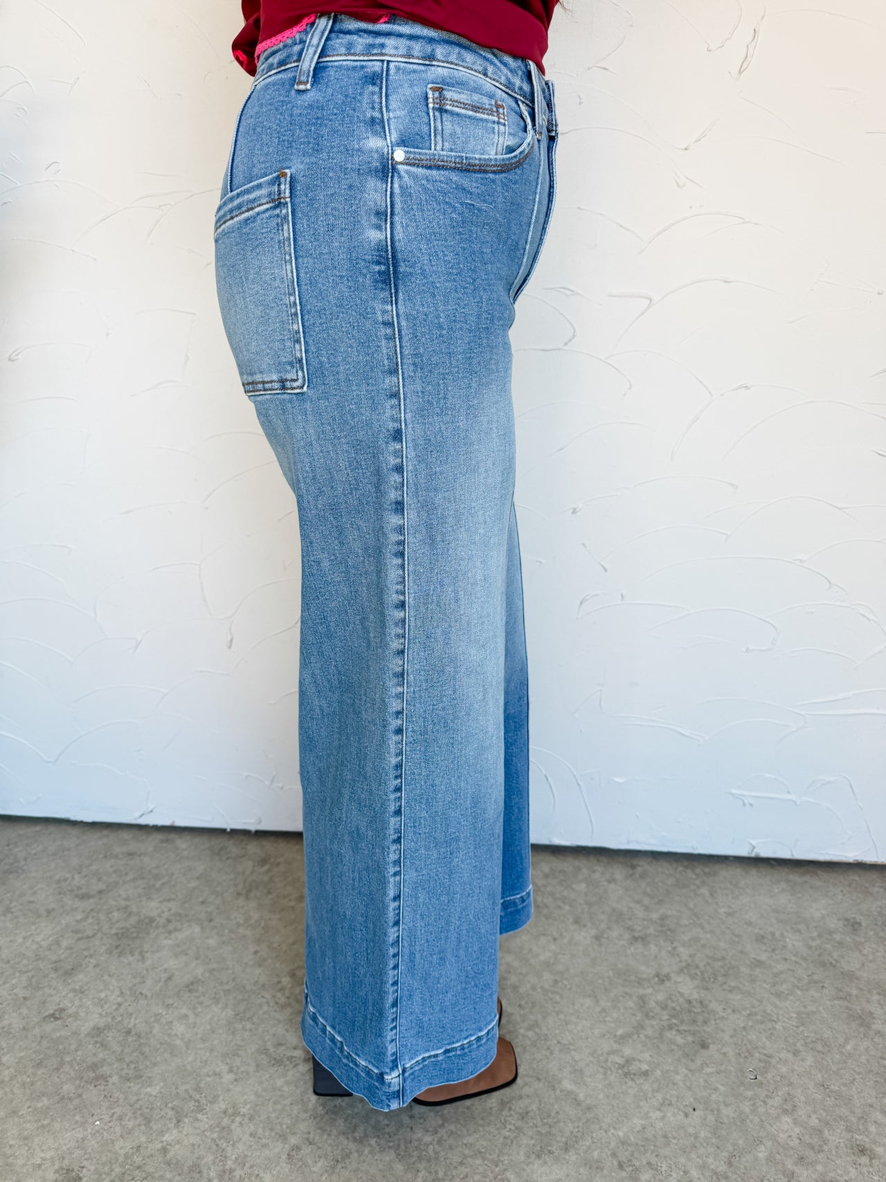 Prettiest Wish High Rise Wide Leg Jeans- Medium Wash