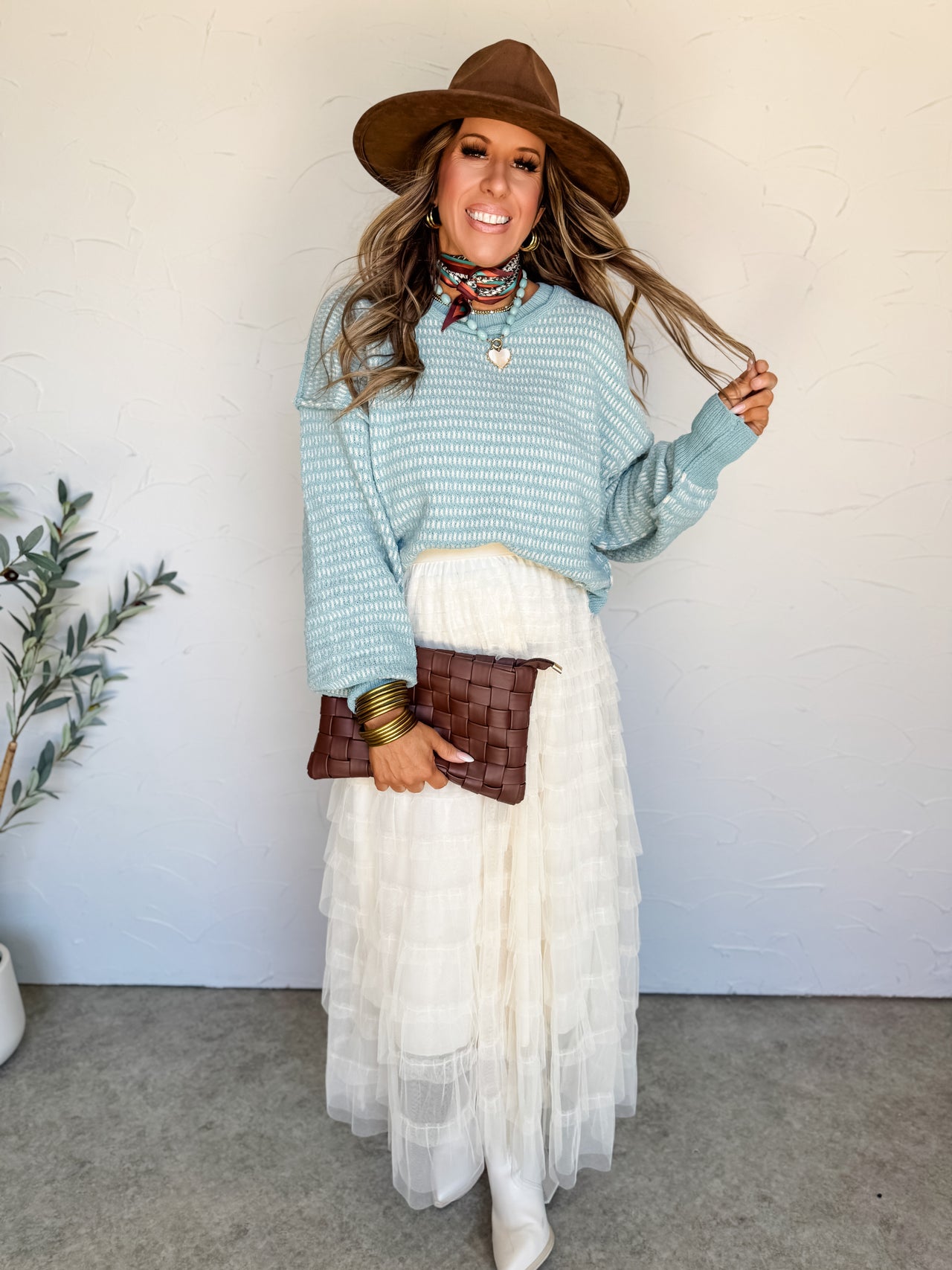 The Scenic Route Two Tone Sweater- Sage