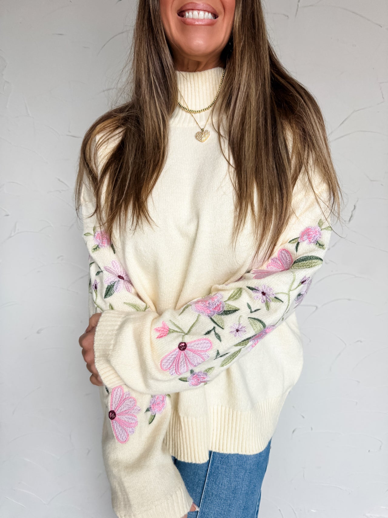 Catch The Petals High Neck Sweater