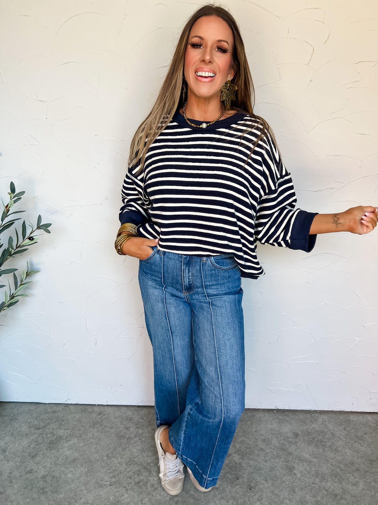 My Basic Self Striped Top- Navy