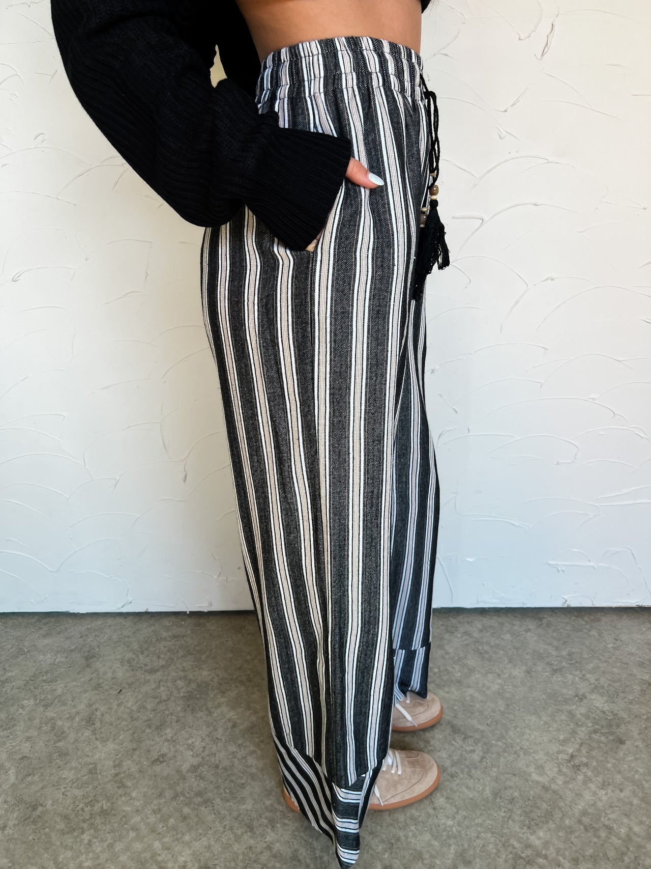 Boss Mode Wide Leg Striped Pants