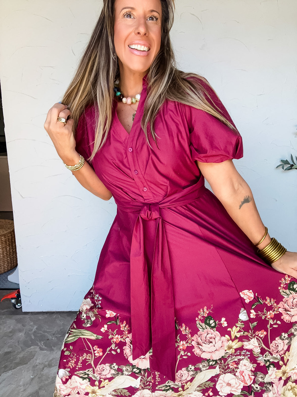 Paint Me A Pretty Picture Floral Border Midi Dress