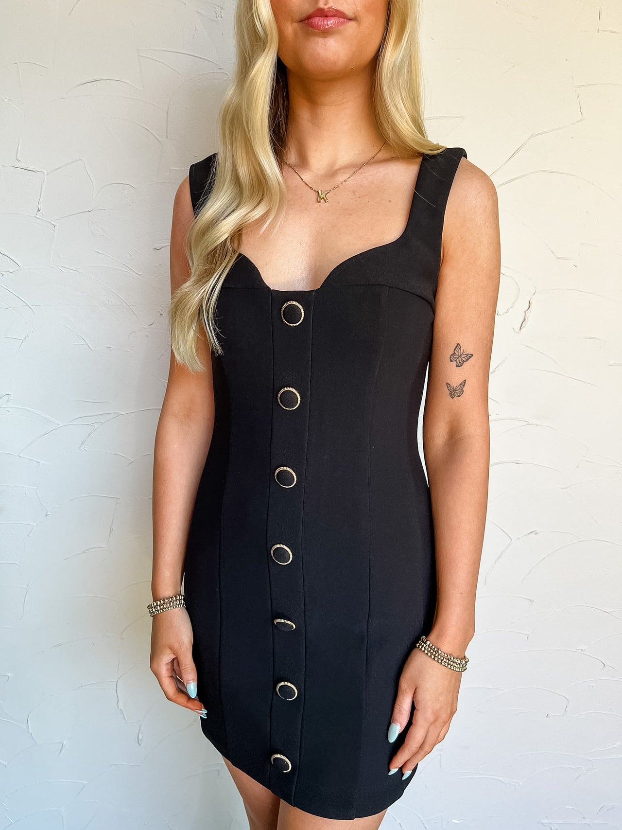 Way Back When Fitted Black Dress