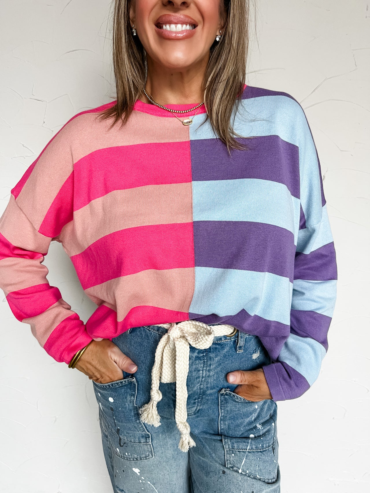 Like A Dream Color Block Purple/Blue Sweater