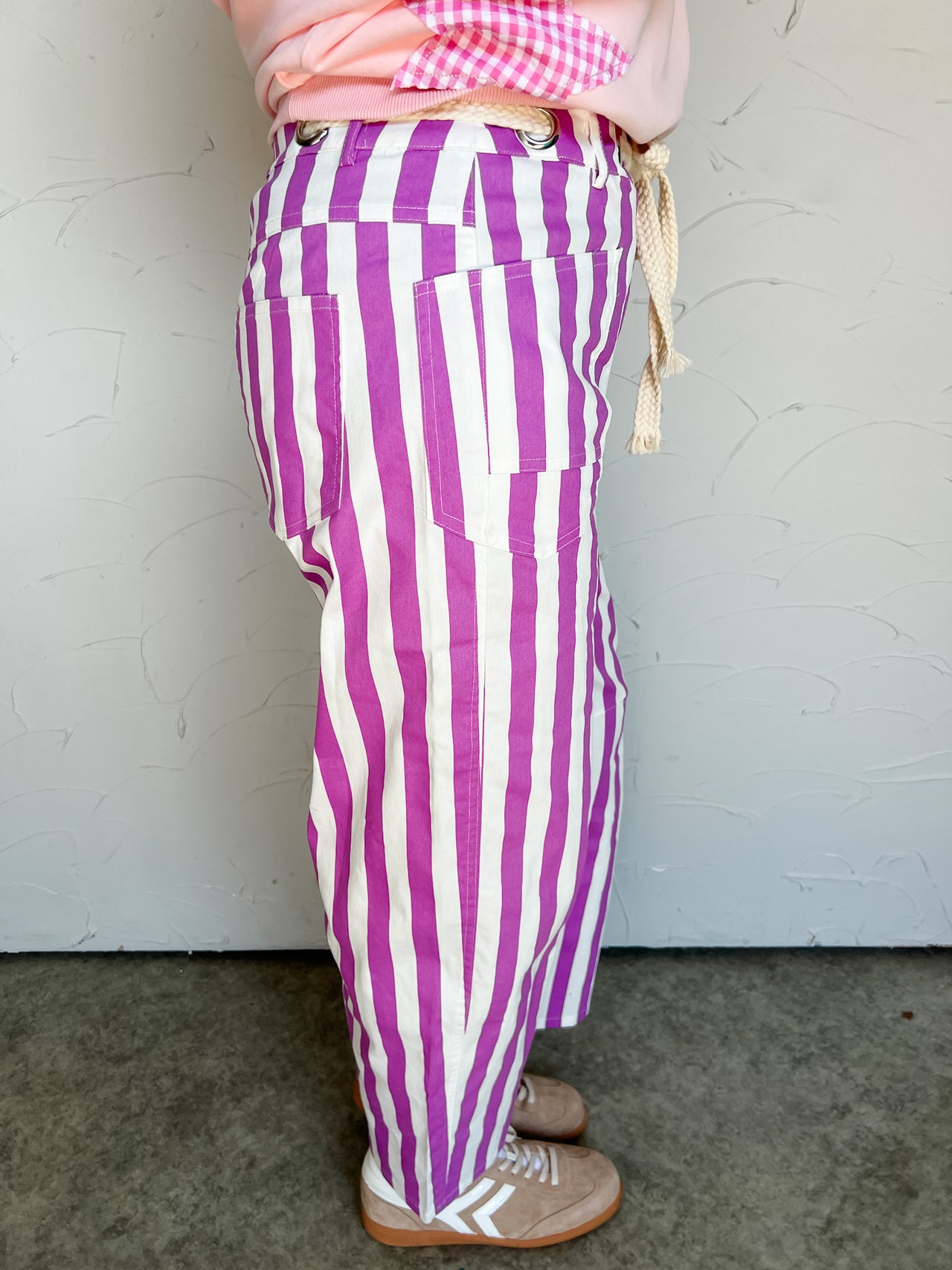 More Than You Know Purple Stripe Rope String Pants