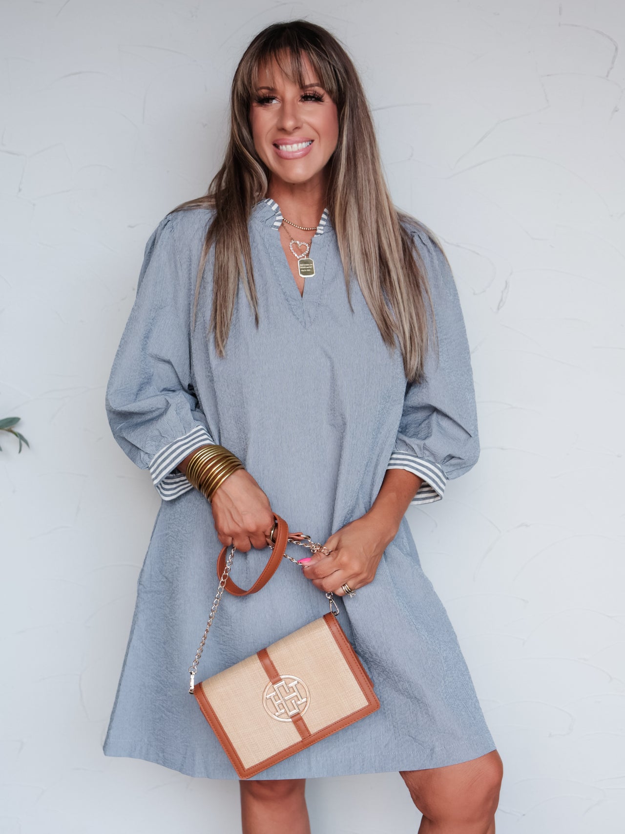 Seal The Deal Stripe Contrast Self Tie Dress
