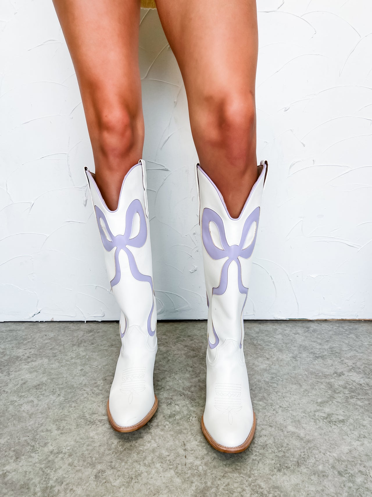 Ruby Western Boots- White/Lavender