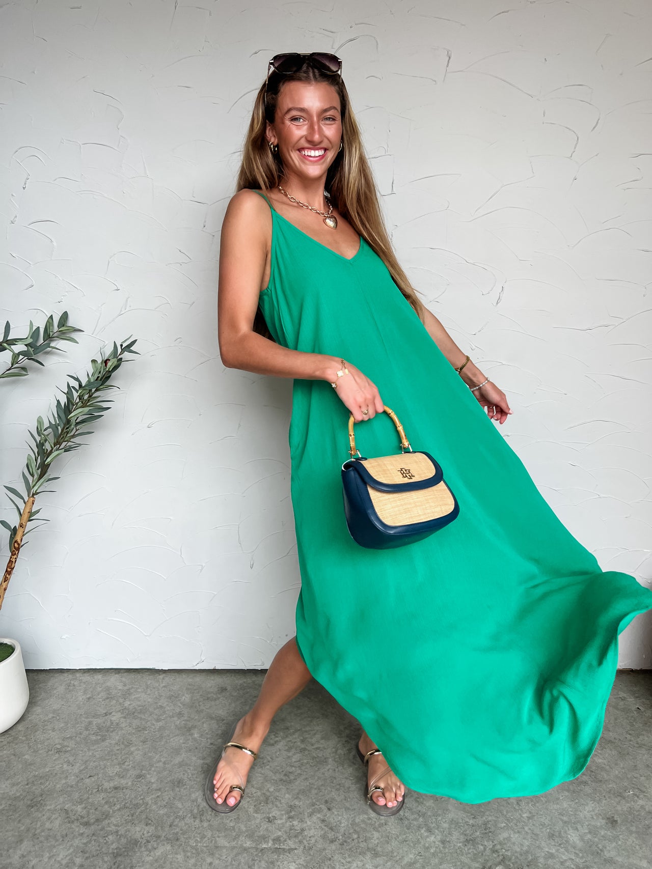 Stay Beachside Cami Maxi Dress- Kelly Green