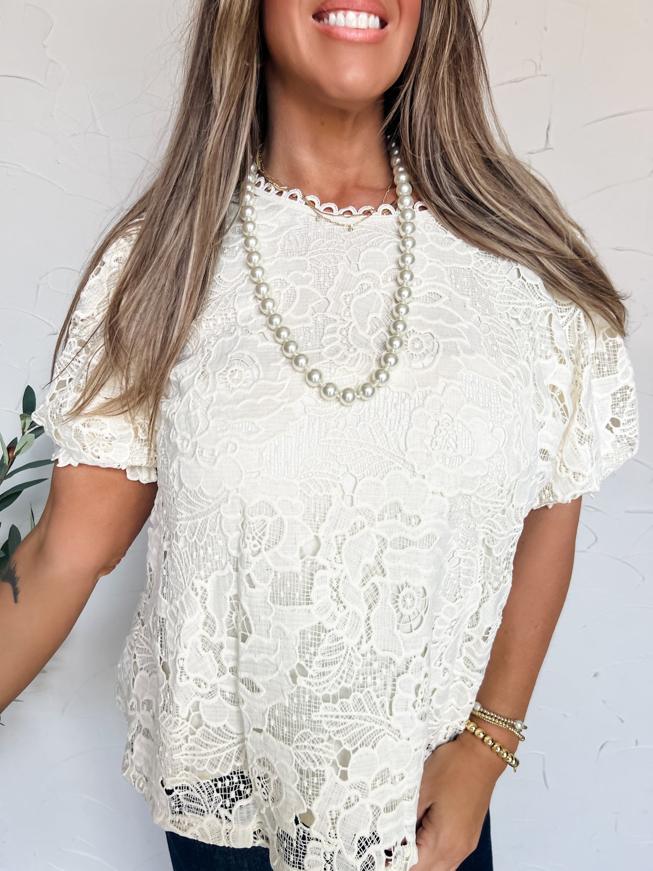 You're On My Side Floral Lace Top- Cream