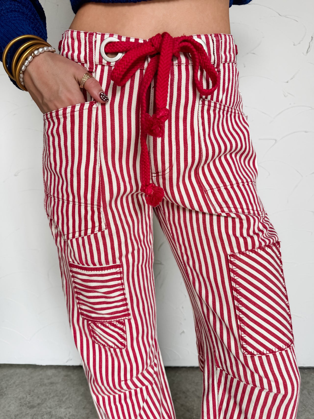 The Candy To My Cane Vintage Stripe String Pants
