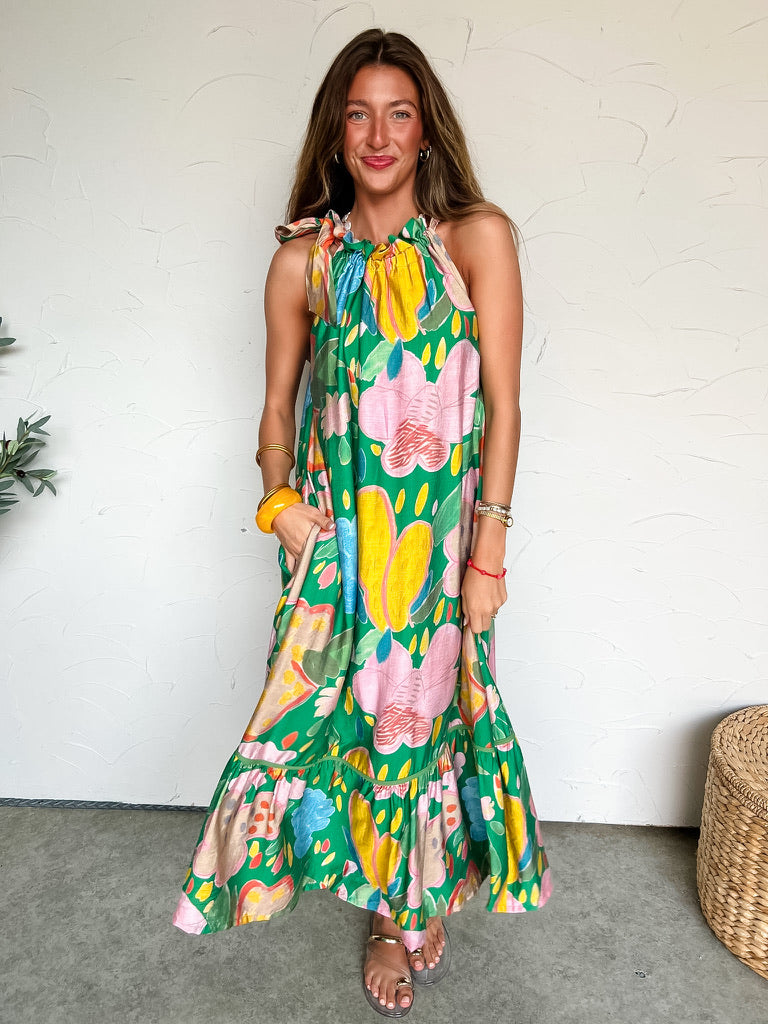 Perusing Perfection Abstract Lace Trim Midi Dress