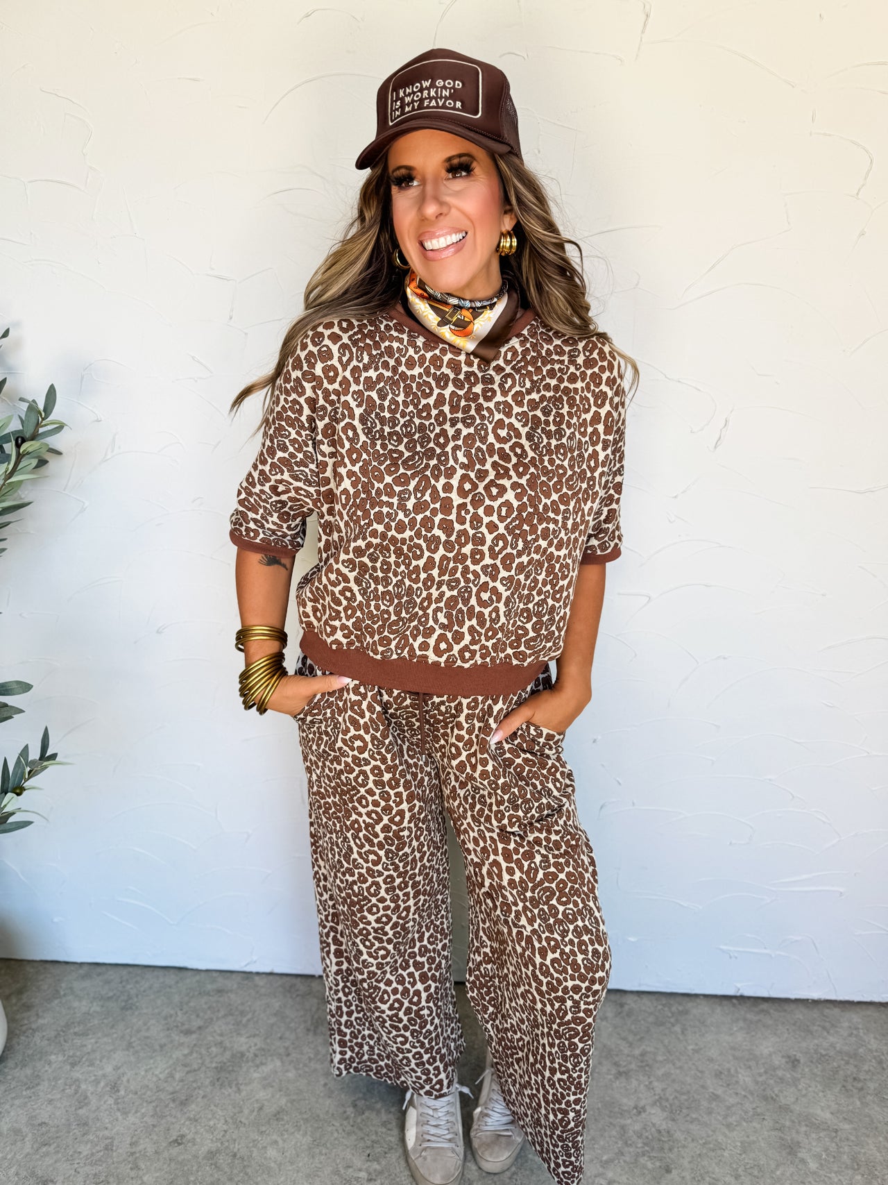 Free To Choose Leopard Jacquard Set- Brown